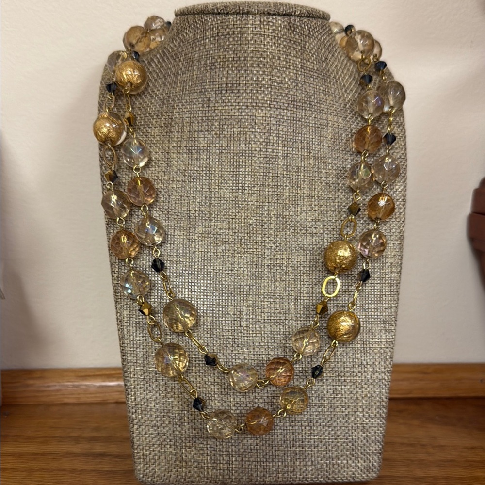 Elegant Gold and Black Beaded Necklace from Mary Kay